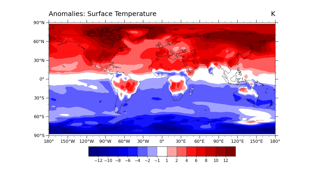 Anomalies: Surface Temperature, K